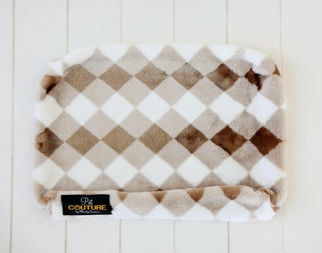 Brown Argyle Pet Crate Pad COVER ONLY - Image 3