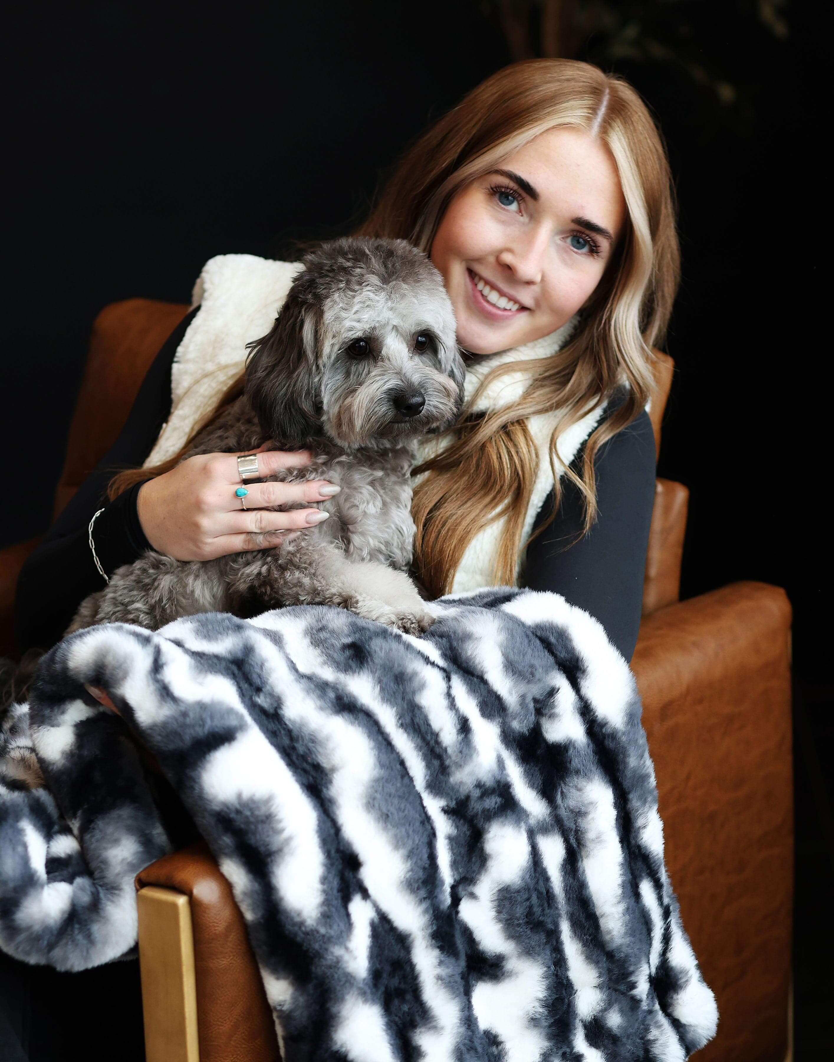 Cloudy Day Black Pet Blanket - Image 4