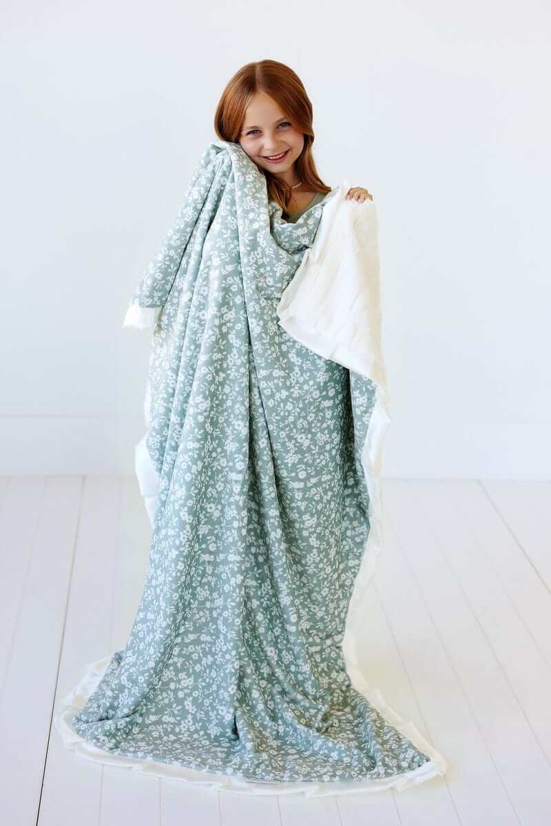 Dainty Floral Sage Blanket