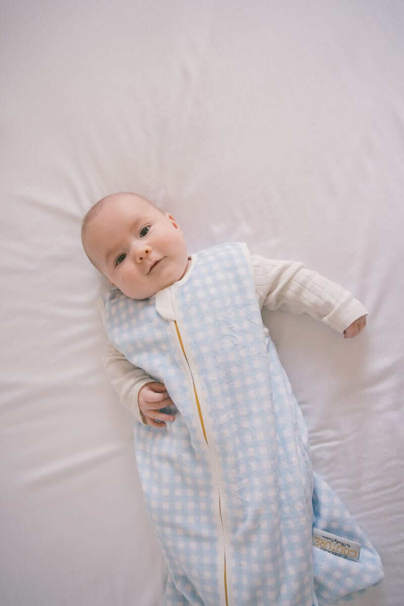 Dusty Blue Gingham Wearable Minky Blanket - Image 2
