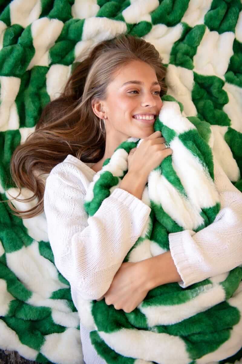 Hugs Check Green Blanket - Image 5