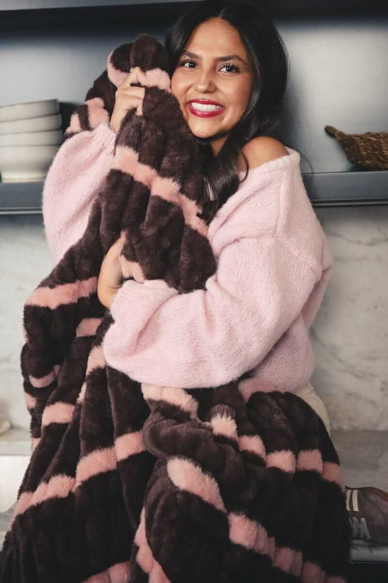Hugs Chocolate Stripe Blanket