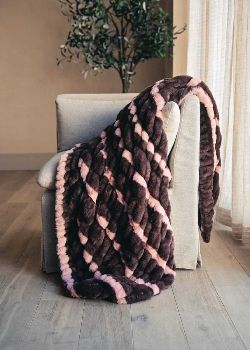 Hugs Chocolate Stripe Blanket - Image 2