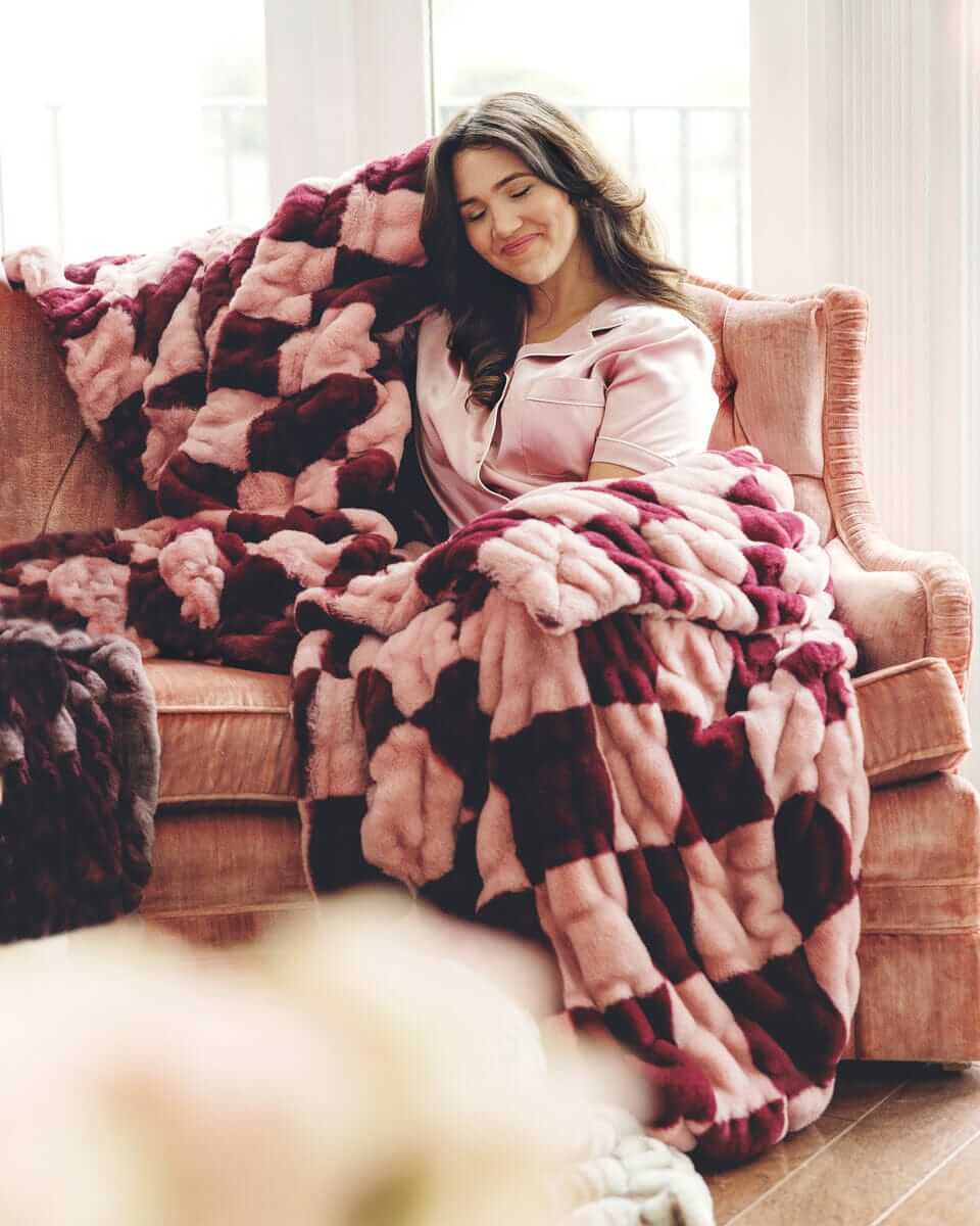 Hugs Devin Pink Checkered Blanket - Image 3