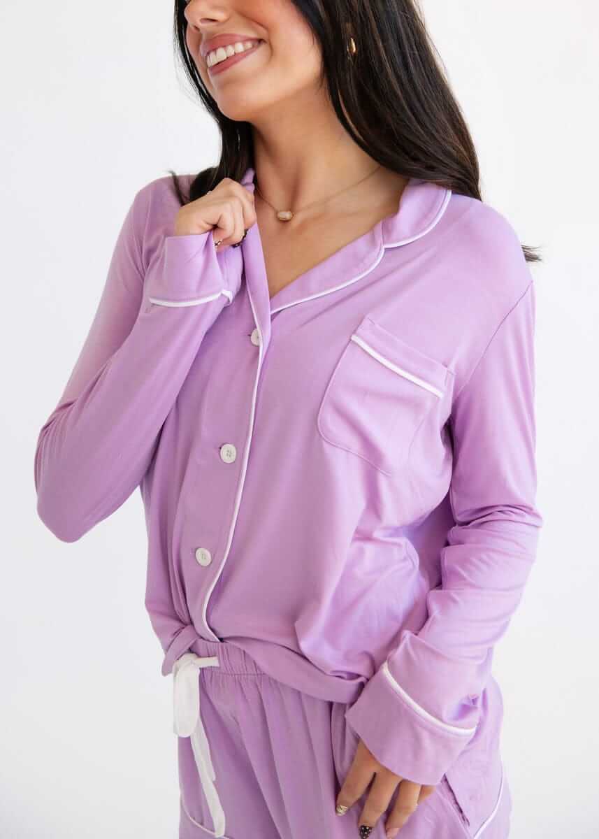 Middle of the Night Button Up Shorts - Lilac - Image 5