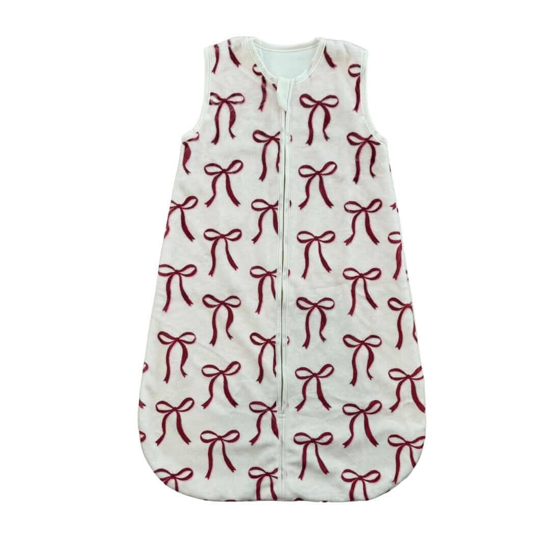 Red Ribbon Bows Wearable Minky Blanket