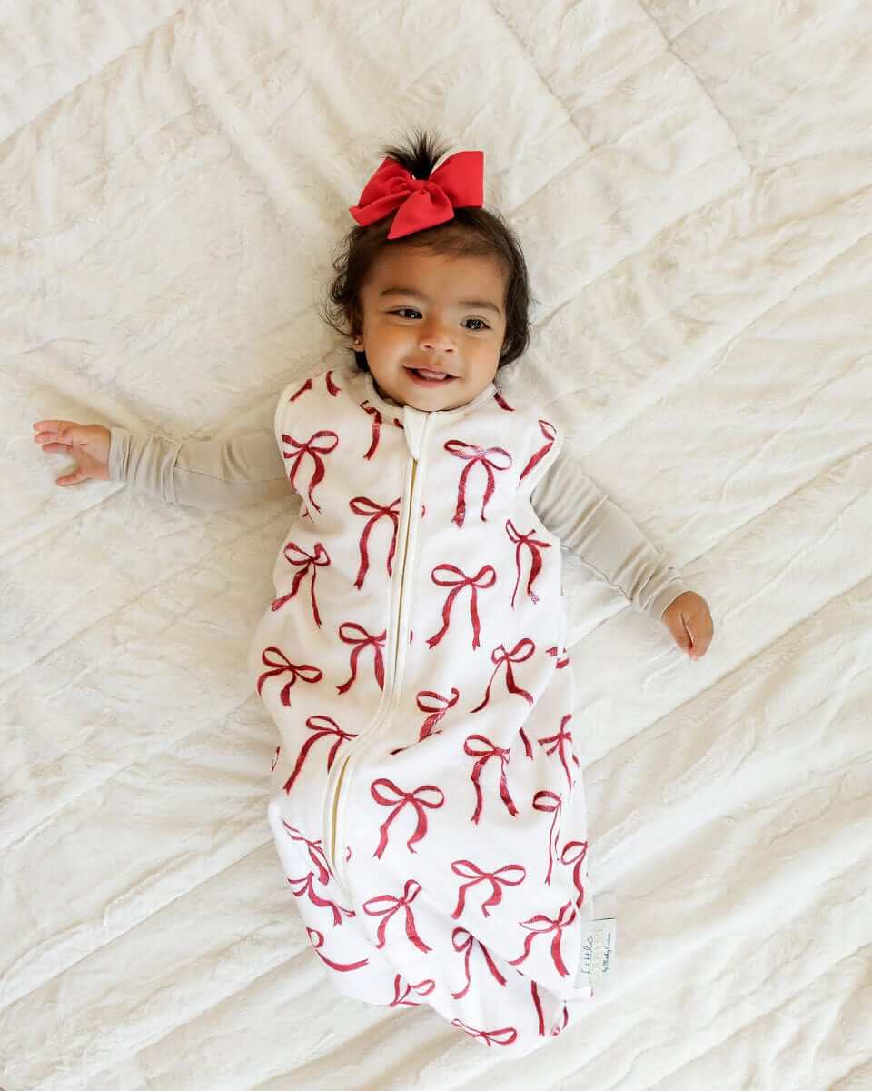 Red Ribbon Bows Wearable Minky Blanket - Image 2