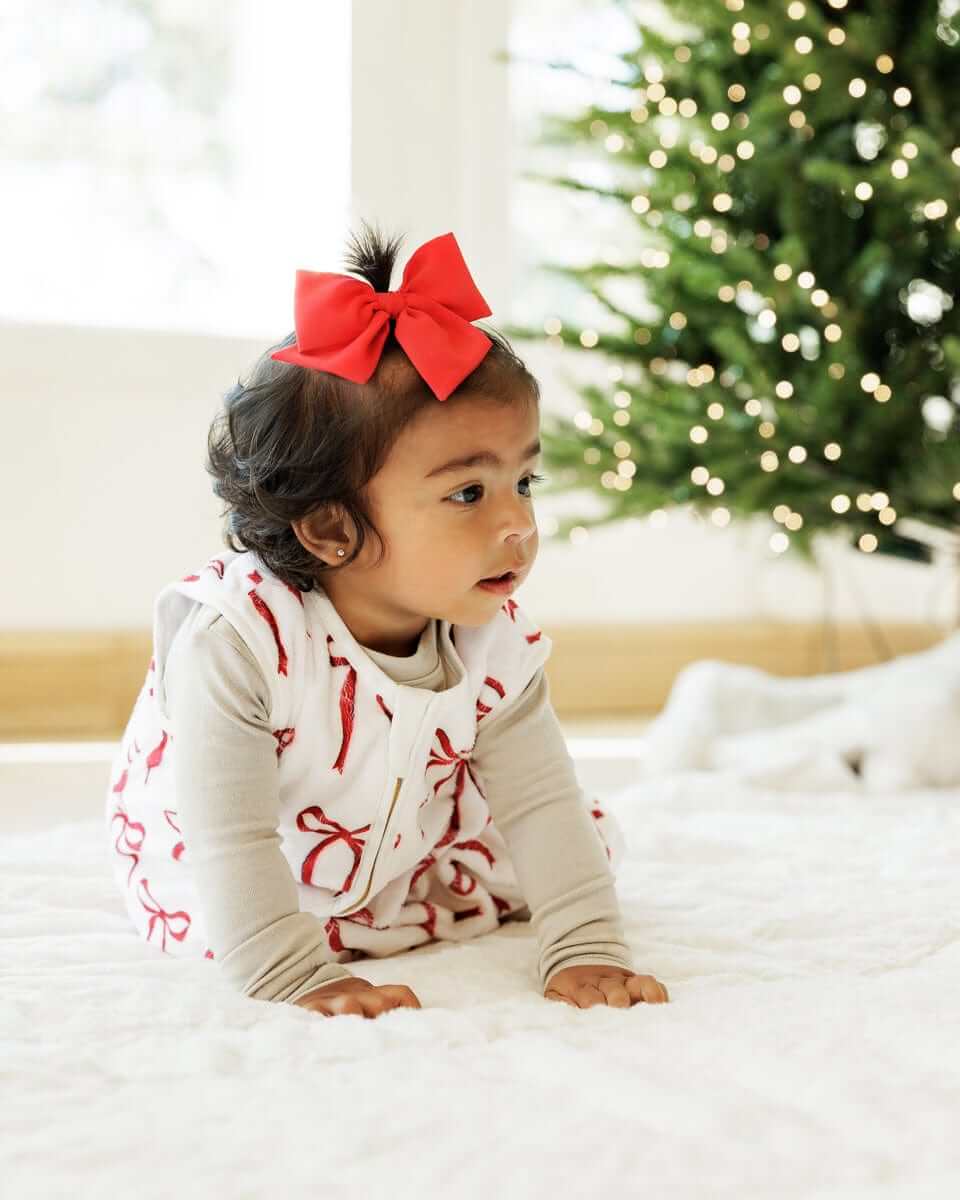 Red Ribbon Bows Wearable Minky Blanket - Image 3